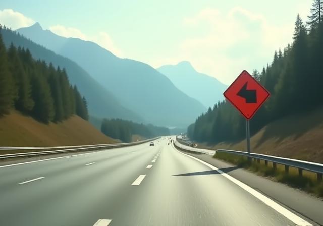 Österreichische Autobahn mit Vignetten-Schild