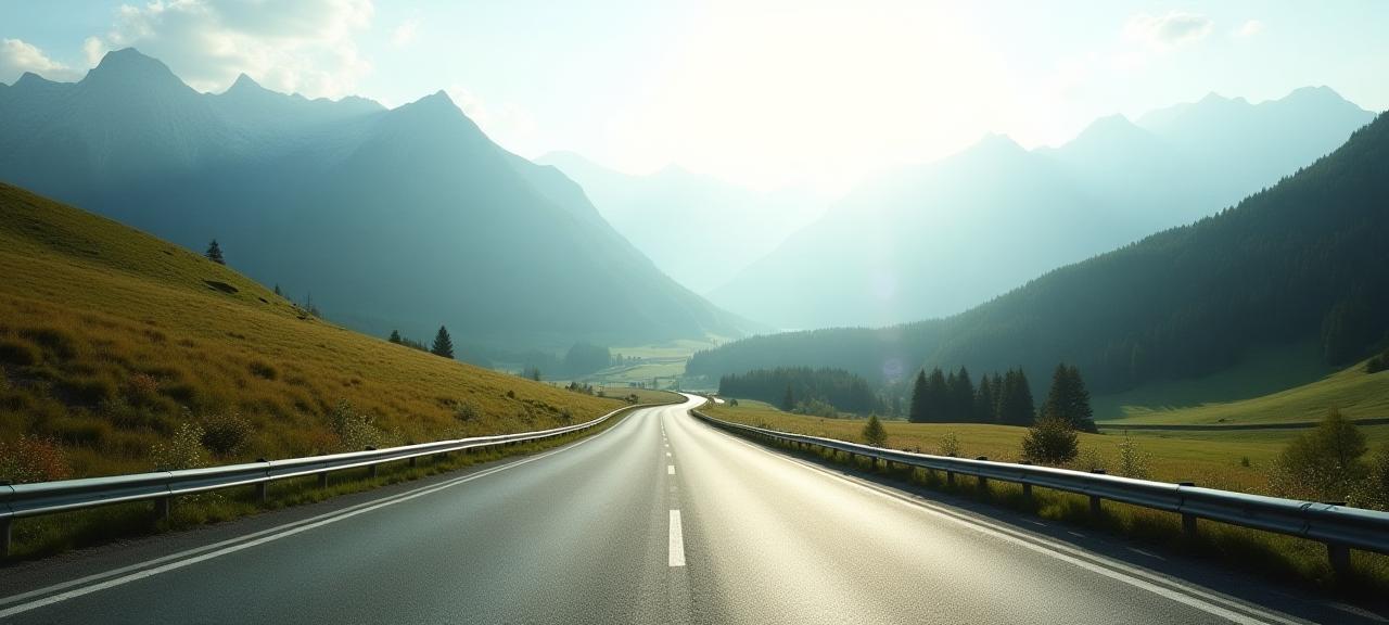 Typisch alpine Landschaft mit einer Autobahn in Österreich